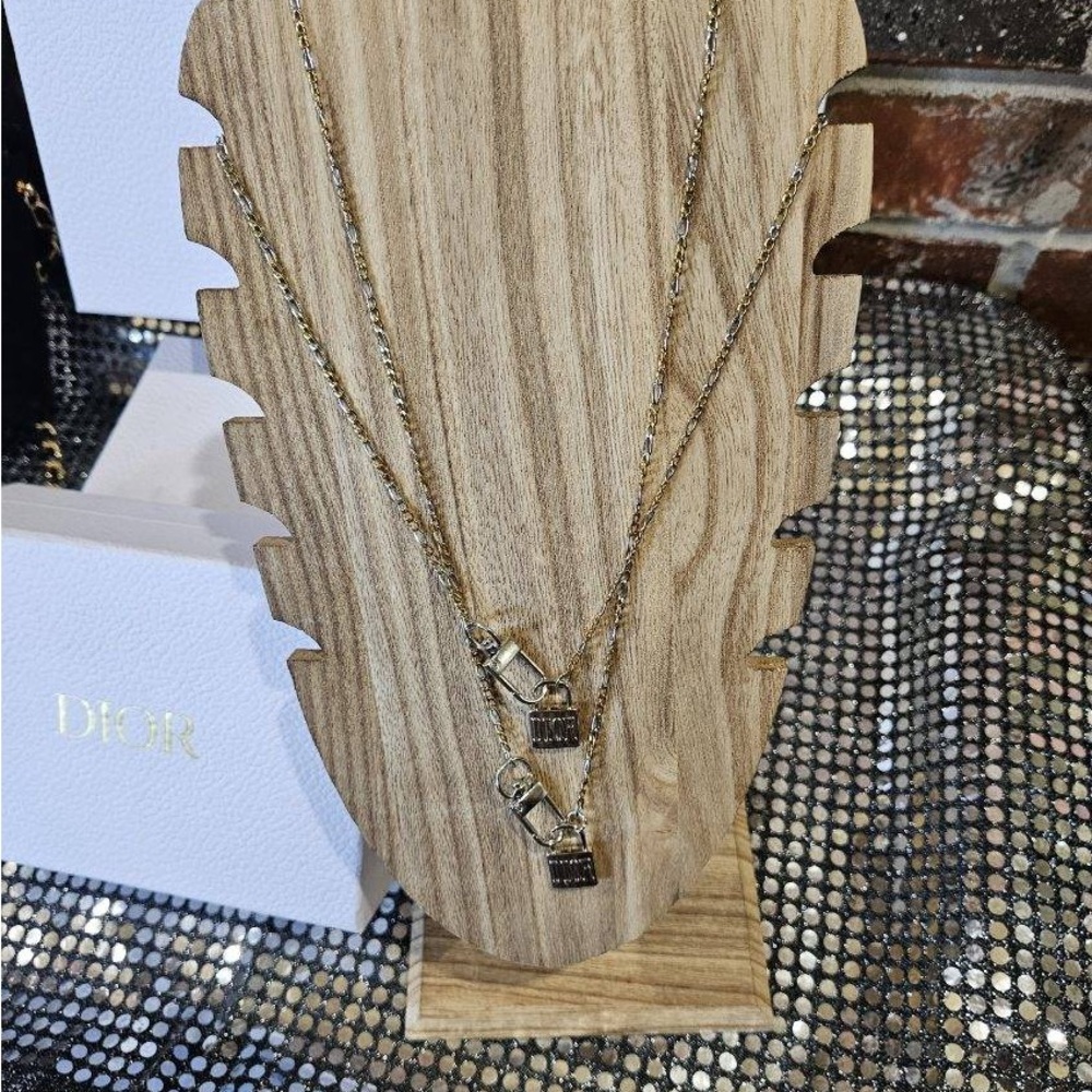 Dior Gold Padlock Charm Necklace